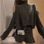 Cold Shoulder Sweater / A-line Skirt