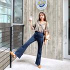 Band-waist Seam-trim Boot-cut Jeans