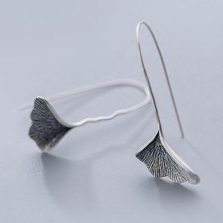 925 Sterling Silver Ginkgo Leaf Drop Earring As Shown In Figure - One Size