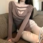 Long-sleeve Draped Fitted Top