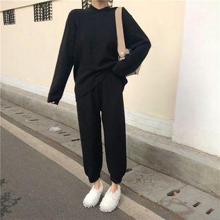 Long Sleeve Knitted Hoodie / Jogger Pants