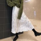 A-line Crinkle Midi Skirt White - One Size