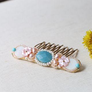 Freshwater Pearl Flower Hair Comb