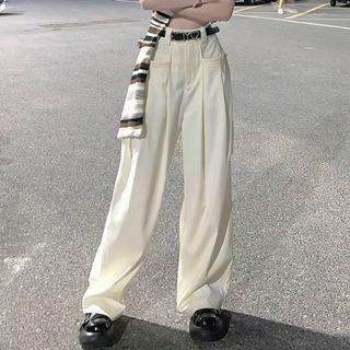 High-waist Dual-pocket-detail Wide-leg Pants