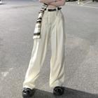High-waist Dual-pocket-detail Wide-leg Pants