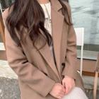 Notch-lapel Double-breasted Flap-pocket Coat