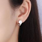 Flower Shell Rhinestone Alloy Earring 1 Pair - Silver - One Size