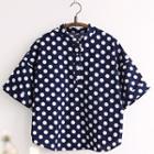 Dotted Elbow-sleeve Blouse