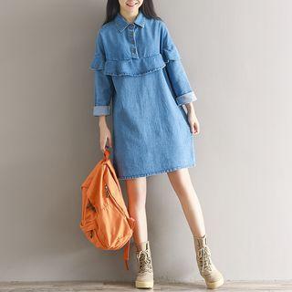 Ruffled Denim Shirtdress