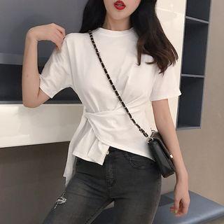 Tie-waist Asymmetric T-shirt