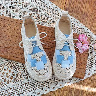 Patched Crochet Panel Lace Up Shoes