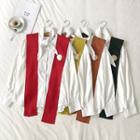 Set: Plain Tie-neck Shirt + Buttoned Cape