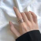 Geometric Layered Ring Silver - One Size