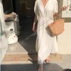 Elbow-sleeve Maxi Sundress