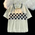 Short-sleeve Checkerboard Polo Shirt
