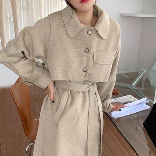 Set: Button Long Coat + Vest