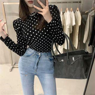 Dotted Long-sleeve Slim-fit Top