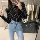 Dotted Long-sleeve Slim-fit Top