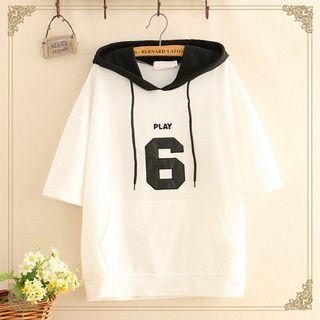 6 Printed Color-block Hoodie