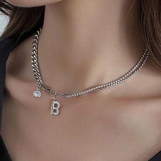 B Word Necklace Silver - One Size