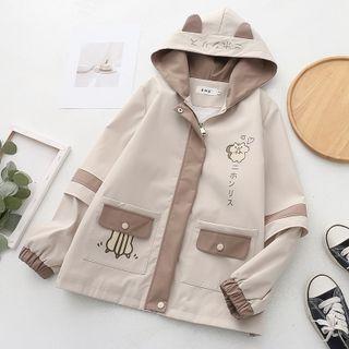 Hamster Print Hooded Zip-up Jacket