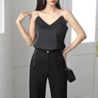 Chain-strap Silky Camisole Top