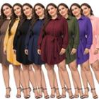Plus Size Long-sleeve Mini A-line Shirt Dress