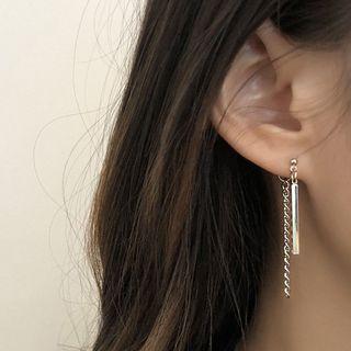 Rod Ear Stud 1 Pair - Silver - One Size