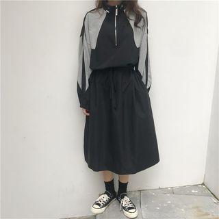 Half-zip Two Tone Dress Black - One Size