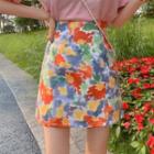 High-waist Tie-dye A-line Mini Skirt