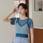 Short-sleeve T-shirt / Knit Cropped Camisole Top