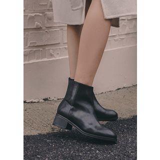 Oval-toe Low-heel Short Boots
