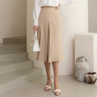 Pleated-front Mermaid Midi Skirt
