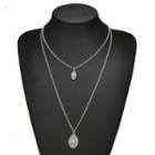 Embossed Disc Pendant Layered Necklace As Shown In Figure - One Size