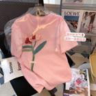 Short-sleeve Tulip Embroidered T-shirt