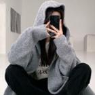 Hooded Long Cardigan Gray - One Size