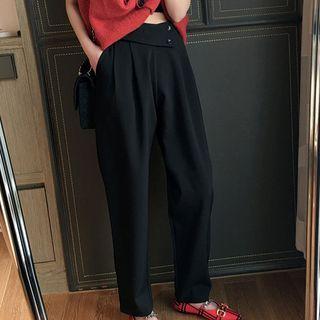 Cropped Asymmetrical Straight Leg Dress Pants