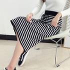 Striped Knit Skirt Black - One Size