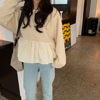 Ruffle Panel Hem Fleece Top