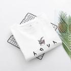 Embroidered Applique Short-sleeve T Shirt White - One Size