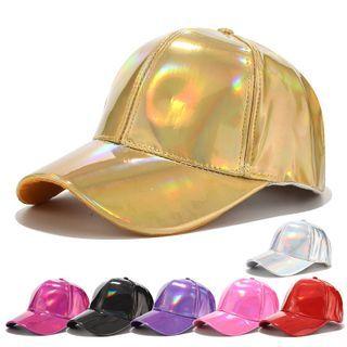 Holographic Faux Leather Baseball Cap