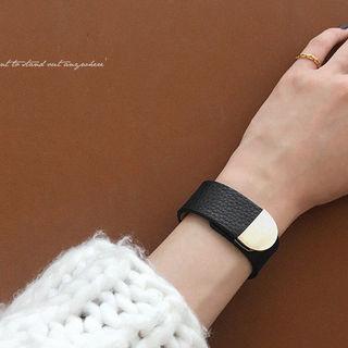 Metal-closure Genuine-leather Bangle
