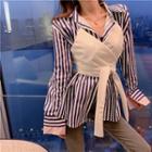 Set: Long-sleeve Striped Shirt + Camisole As Shown In Figure - One Size