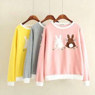 Pompom Rabbit Applique Pullover