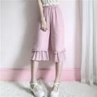 Frill Trim Capri Wide-leg Pants