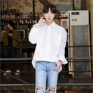 Wide-placket Over-fit Shirt