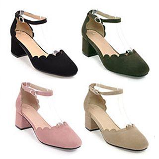 Ruffle Block Heel Sandals