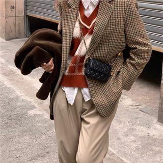 Shirt / Plaid Sweater Vest / Plaid Blazer