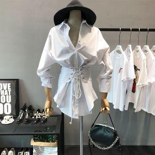 Plain Shirt Dress With Corset Belt