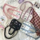 Cartoon Embroidered Faux Leather Crossbody Bag